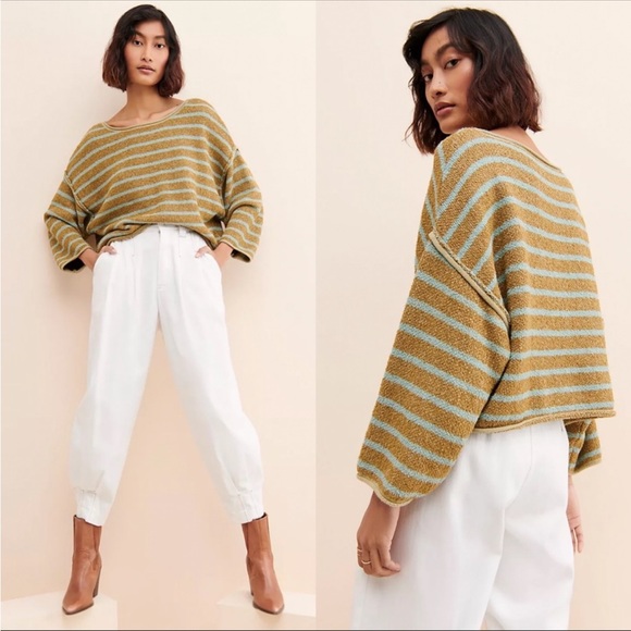 Free People Sweaters - Free People | Bardot Stripe Sweater Green Blue size medium